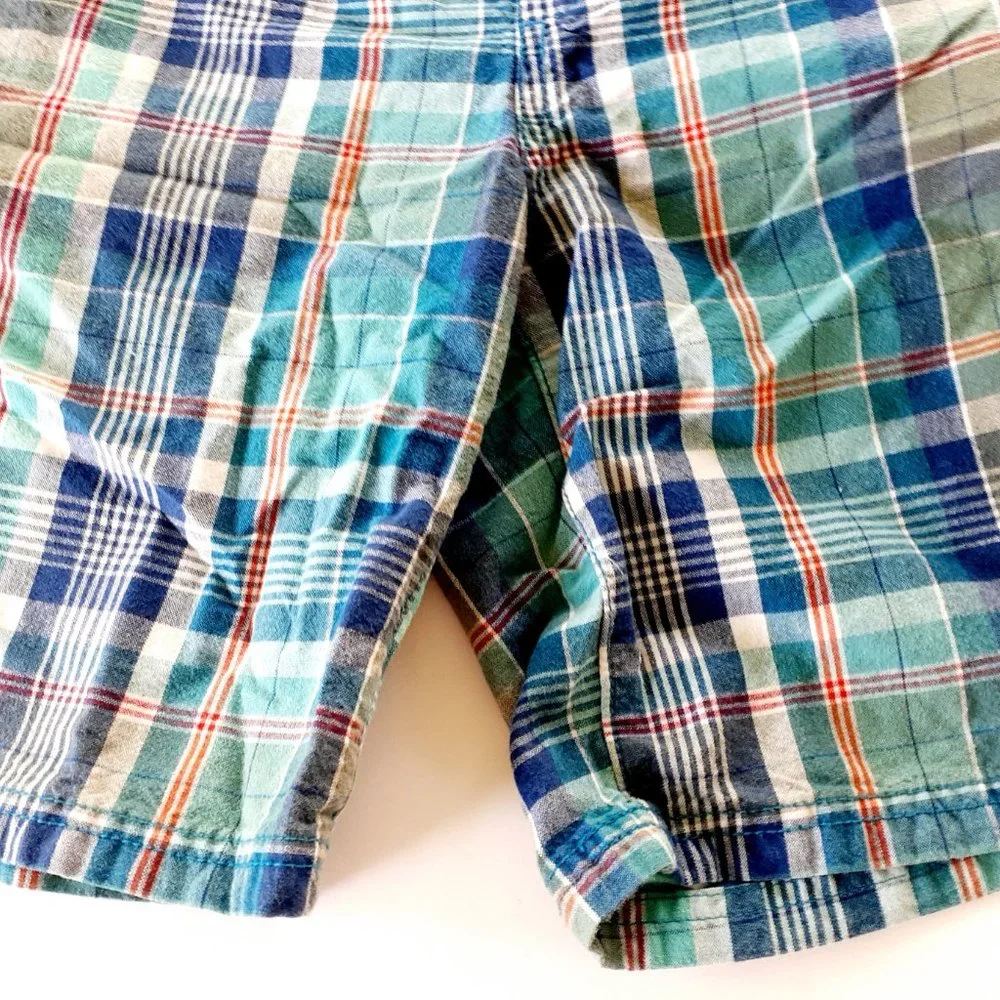 Children's Place Boys Shorts Blue Plaid Adjustable Waist Pull On Size 7